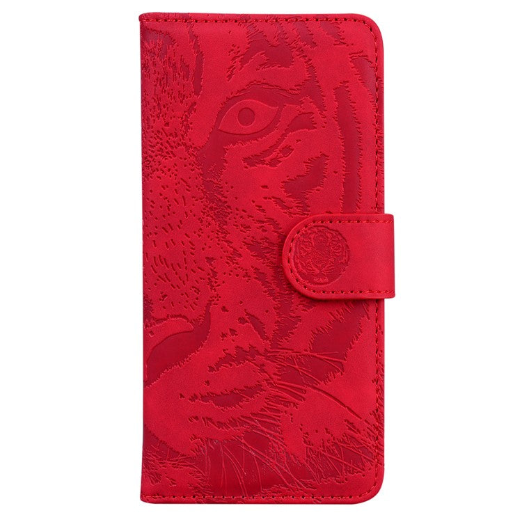 Flip Wallet Case for Honor X40 5G / X9a 5G / Magic5 Lite 5G , PU Leather Tiger Pattern Imprinted Stand Phone Cover - Red