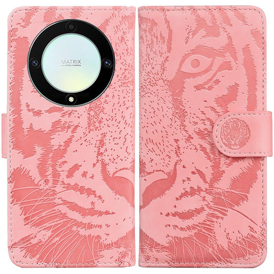 Flip Wallet Case for Honor X40 5G / X9a 5G / Magic5 Lite 5G , PU Leather Tiger Pattern Imprinted Stand Phone Cover - Pink