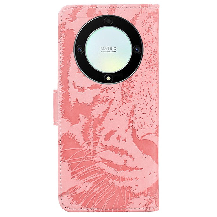 Flip Wallet Case for Honor X40 5G / X9a 5G / Magic5 Lite 5G , PU Leather Tiger Pattern Imprinted Stand Phone Cover - Pink
