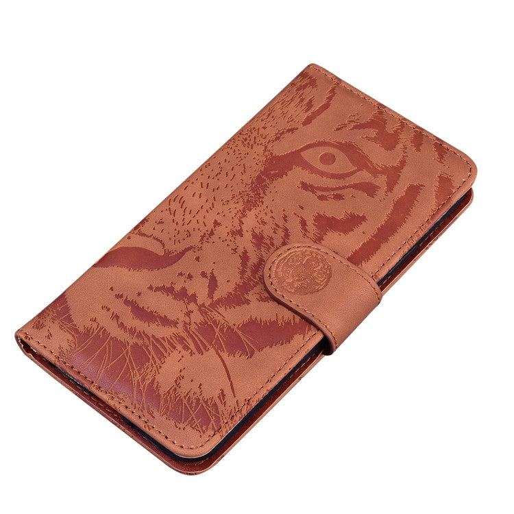 Flip Wallet Case for Honor X40 5G / X9a 5G / Magic5 Lite 5G , PU Leather Tiger Pattern Imprinted Stand Phone Cover - Brown