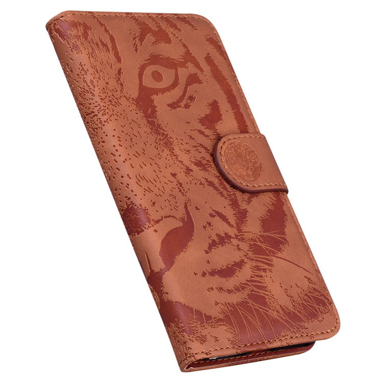 Flip Wallet Case for Honor X40 5G / X9a 5G / Magic5 Lite 5G , PU Leather Tiger Pattern Imprinted Stand Phone Cover - Brown