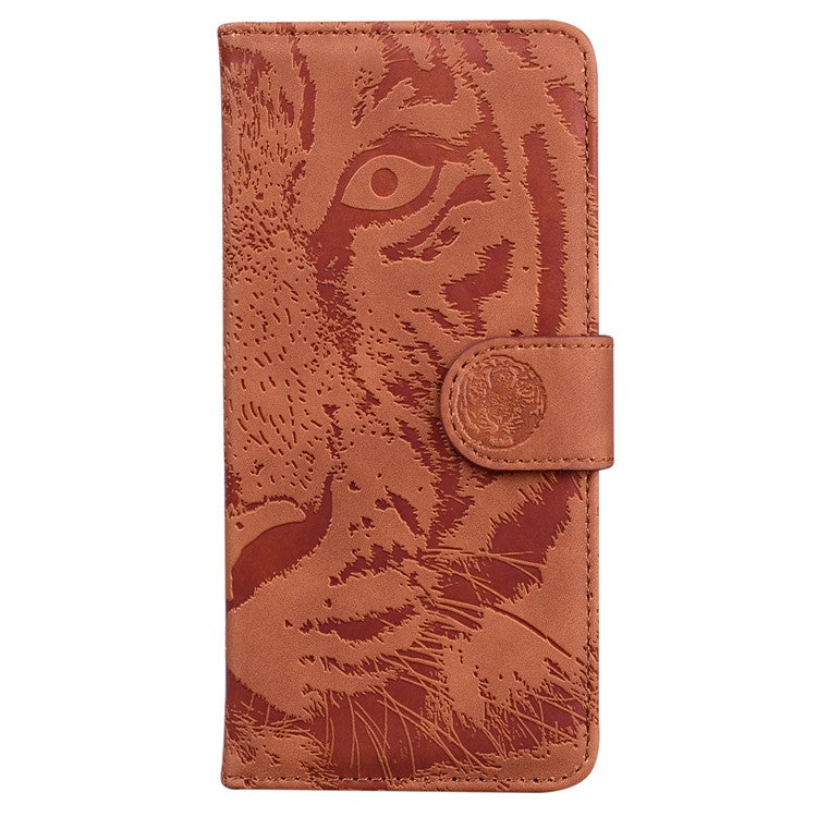 Flip Wallet Case for Honor X40 5G / X9a 5G / Magic5 Lite 5G , PU Leather Tiger Pattern Imprinted Stand Phone Cover - Brown