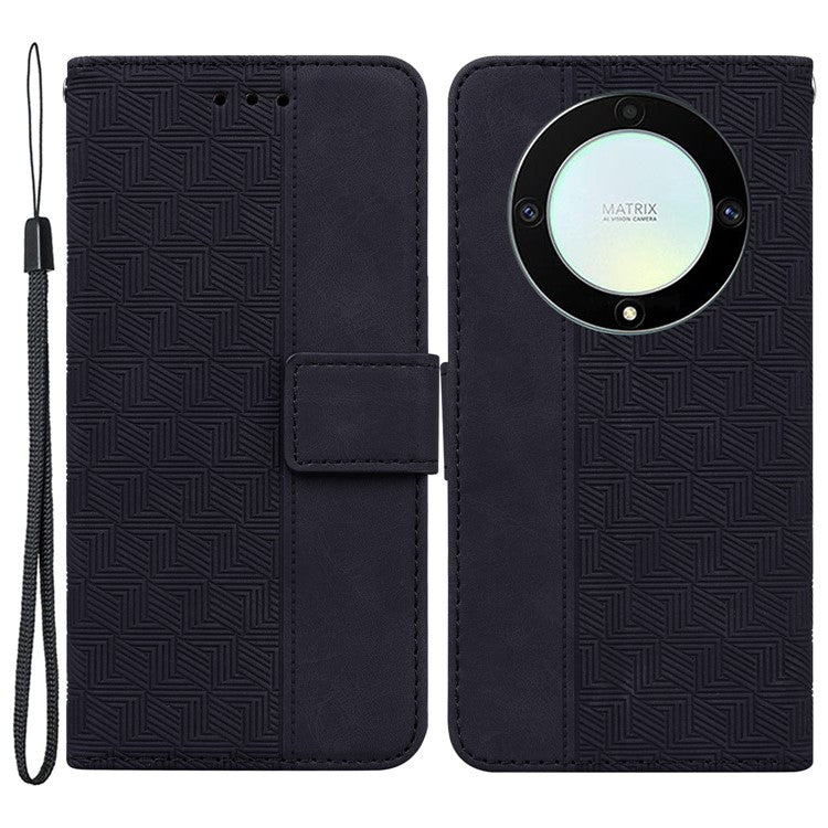 For Honor X40 5G / X9a 5G / Magic5 Lite 5G Anti-drop Phone Case Wallet Flip Leather Imprinted Cell Phone Cover - Black