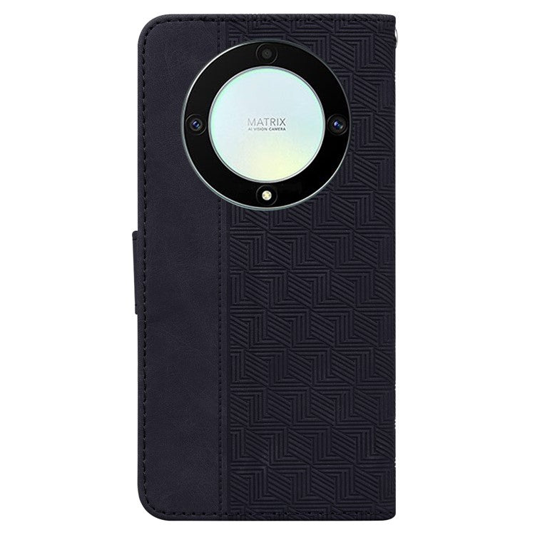 For Honor X40 5G / X9a 5G / Magic5 Lite 5G Anti-drop Phone Case Wallet Flip Leather Imprinted Cell Phone Cover - Black