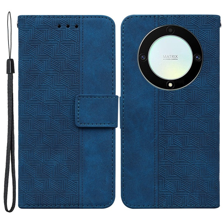For Honor X40 5G / X9a 5G / Magic5 Lite 5G Anti-drop Phone Case Wallet Flip Leather Imprinted Cell Phone Cover - Blue