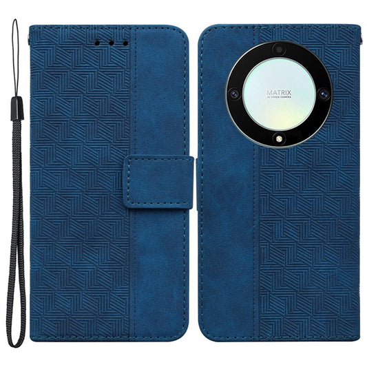 For Honor X40 5G / X9a 5G / Magic5 Lite 5G Anti-drop Phone Case Wallet Flip Leather Imprinted Cell Phone Cover - Blue