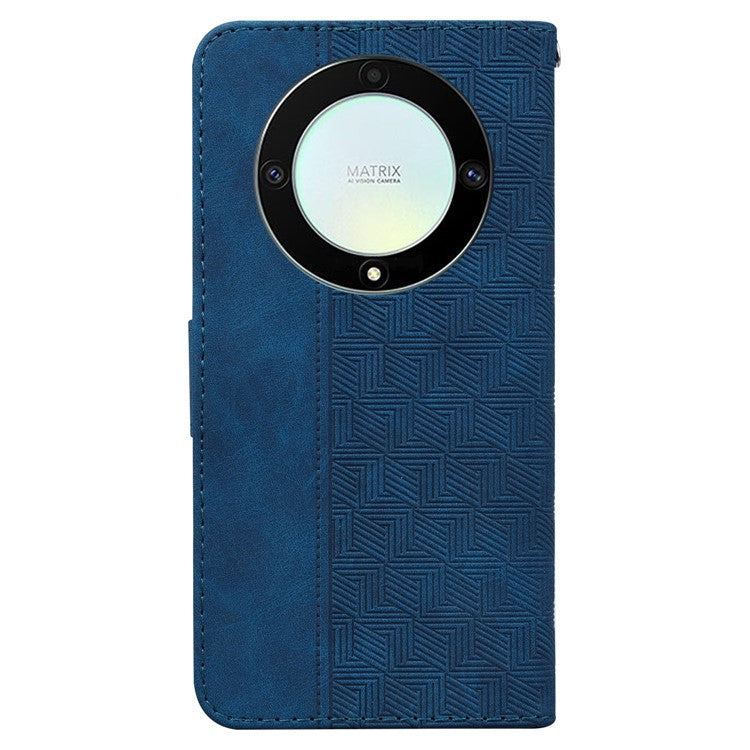 For Honor X40 5G / X9a 5G / Magic5 Lite 5G Anti-drop Phone Case Wallet Flip Leather Imprinted Cell Phone Cover - Blue
