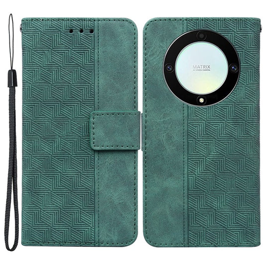 For Honor X40 5G / X9a 5G / Magic5 Lite 5G Anti-drop Phone Case Wallet Flip Leather Imprinted Cell Phone Cover - Green