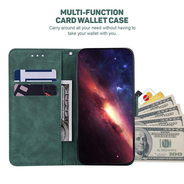 For Honor X40 5G / X9a 5G / Magic5 Lite 5G Anti-drop Phone Case Wallet Flip Leather Imprinted Cell Phone Cover - Green