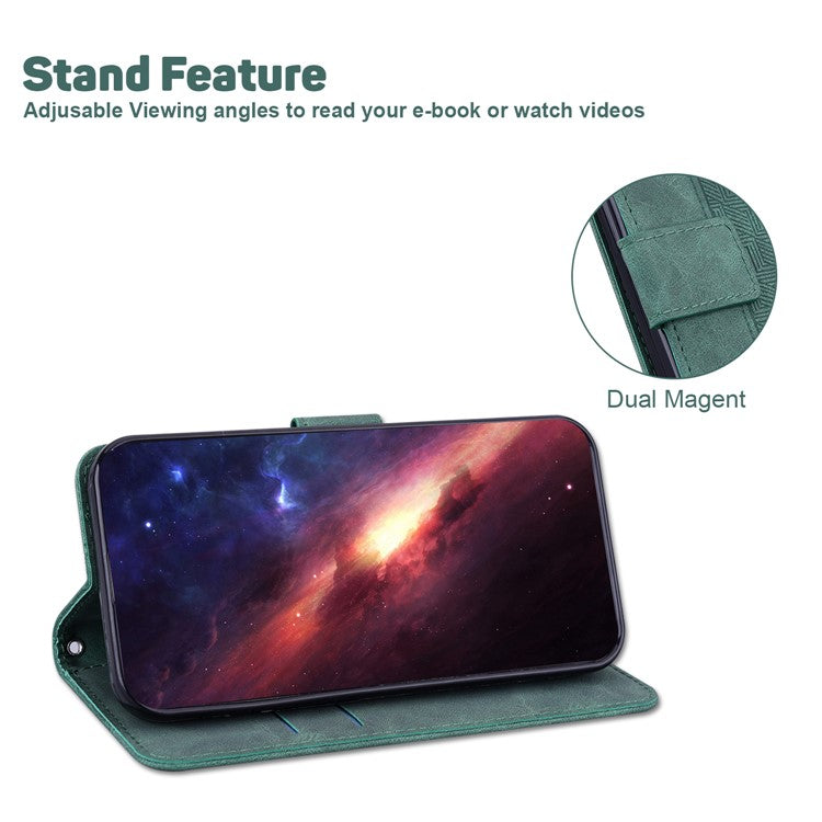 For Honor X40 5G / X9a 5G / Magic5 Lite 5G Anti-drop Phone Case Wallet Flip Leather Imprinted Cell Phone Cover - Green