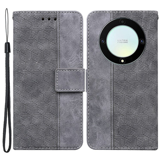 For Honor X40 5G / X9a 5G / Magic5 Lite 5G Anti-drop Phone Case Wallet Flip Leather Imprinted Cell Phone Cover - Grey