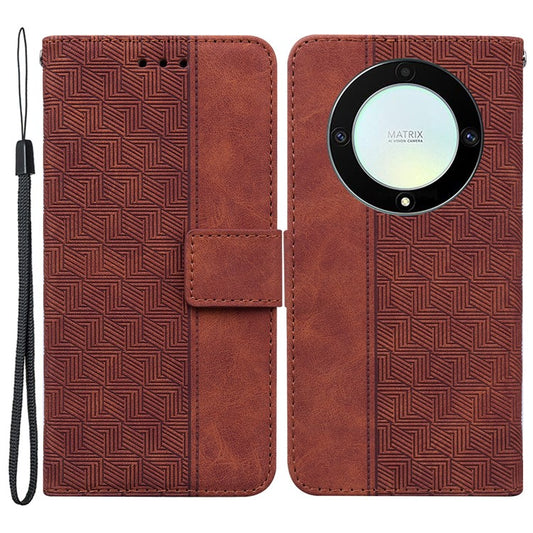 For Honor X40 5G / X9a 5G / Magic5 Lite 5G Anti-drop Phone Case Wallet Flip Leather Imprinted Cell Phone Cover - Brown