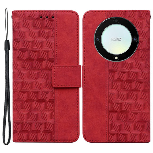 For Honor X40 5G / X9a 5G / Magic5 Lite 5G Anti-drop Phone Case Wallet Flip Leather Imprinted Cell Phone Cover - Red