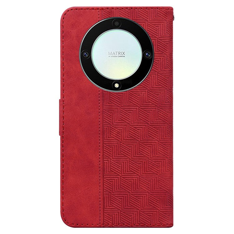 For Honor X40 5G / X9a 5G / Magic5 Lite 5G Anti-drop Phone Case Wallet Flip Leather Imprinted Cell Phone Cover - Red