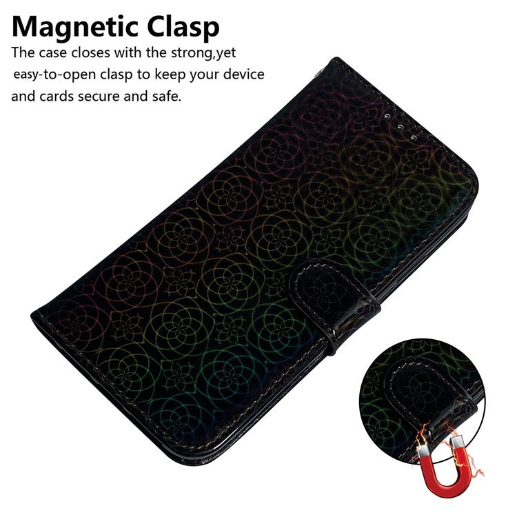 For Honor X40 5G / X9a 5G / Magic5 Lite 5G PU Leather Wallet Cover Dazzling Flower Pattern Flip Stand Phone Case - Black