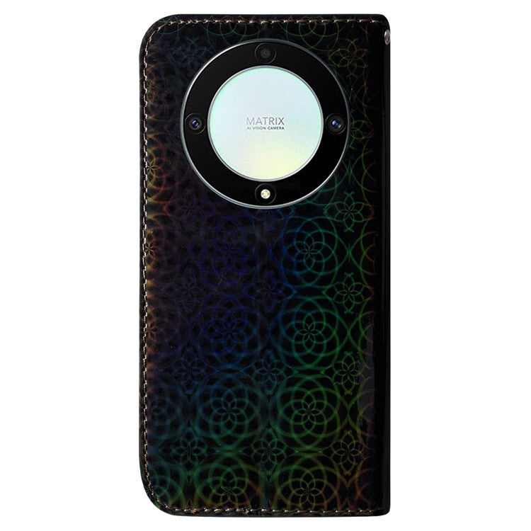 For Honor X40 5G / X9a 5G / Magic5 Lite 5G PU Leather Wallet Cover Dazzling Flower Pattern Flip Stand Phone Case - Black