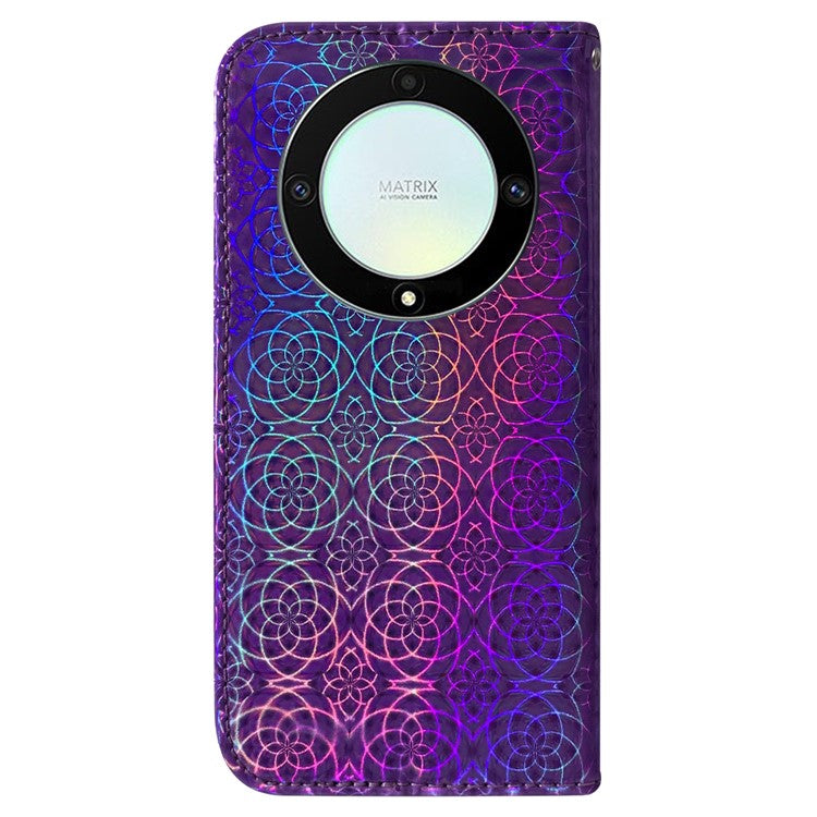 For Honor X40 5G / X9a 5G / Magic5 Lite 5G PU Leather Wallet Cover Dazzling Flower Pattern Flip Stand Phone Case - Purple