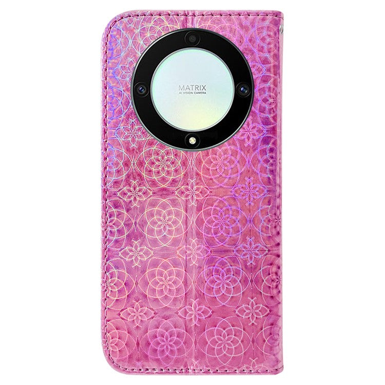 For Honor X40 5G / X9a 5G / Magic5 Lite 5G PU Leather Wallet Cover Dazzling Flower Pattern Flip Stand Phone Case - Pink