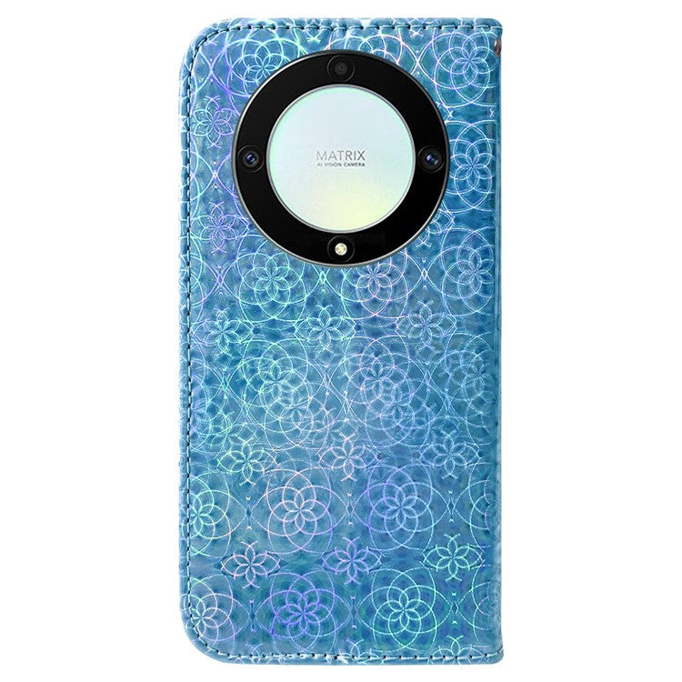 For Honor X40 5G / X9a 5G / Magic5 Lite 5G PU Leather Wallet Cover Dazzling Flower Pattern Flip Stand Phone Case - Blue