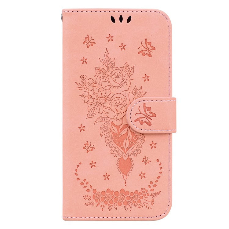 For Honor X40 5G / X9a 5G / Magic5 Lite 5G Leather Wallet Case Rose Butterfly Imprinted Foldable Stand Phone Cover - Pink