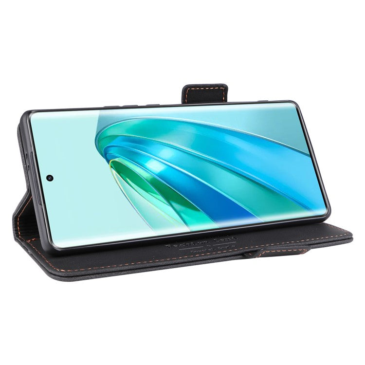 For Honor Magic5 Lite 5G / X9a 5G / X40 5G Phone Case PU Leather Hardware Decor Stand Wallet Phone Cover - Black