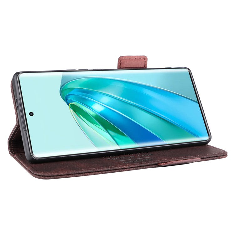 For Honor Magic5 Lite 5G / X9a 5G / X40 5G Phone Case PU Leather Hardware Decor Stand Wallet Phone Cover - Coffee