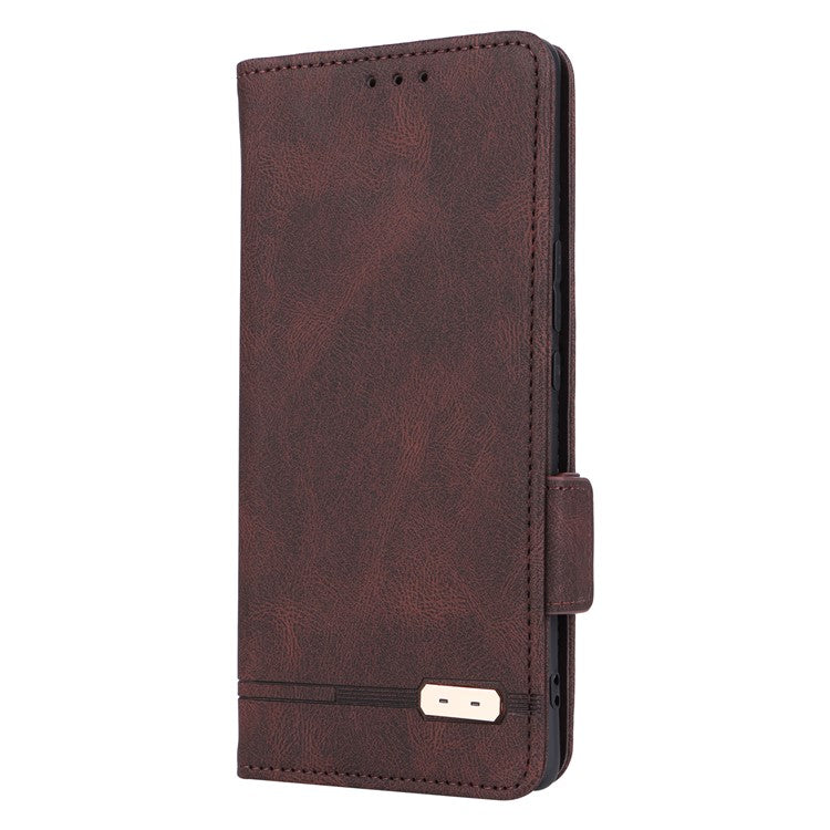 For Honor Magic5 Lite 5G / X9a 5G / X40 5G Phone Case PU Leather Hardware Decor Stand Wallet Phone Cover - Coffee