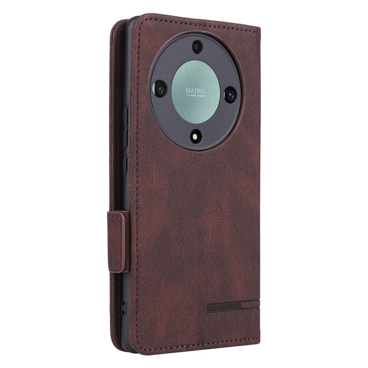 For Honor Magic5 Lite 5G / X9a 5G / X40 5G Phone Case PU Leather Hardware Decor Stand Wallet Phone Cover - Coffee