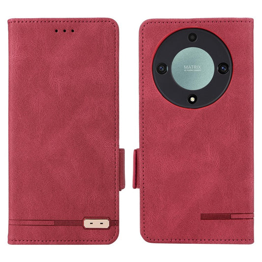 For Honor Magic5 Lite 5G / X9a 5G / X40 5G Phone Case PU Leather Hardware Decor Stand Wallet Phone Cover - Rose