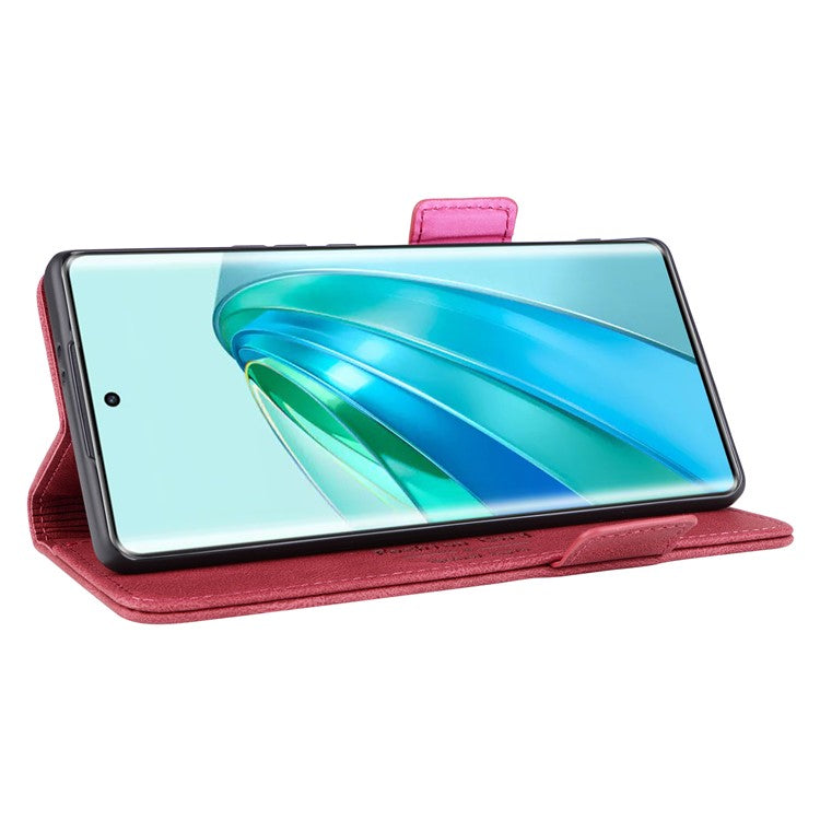 For Honor Magic5 Lite 5G / X9a 5G / X40 5G Phone Case PU Leather Hardware Decor Stand Wallet Phone Cover - Rose