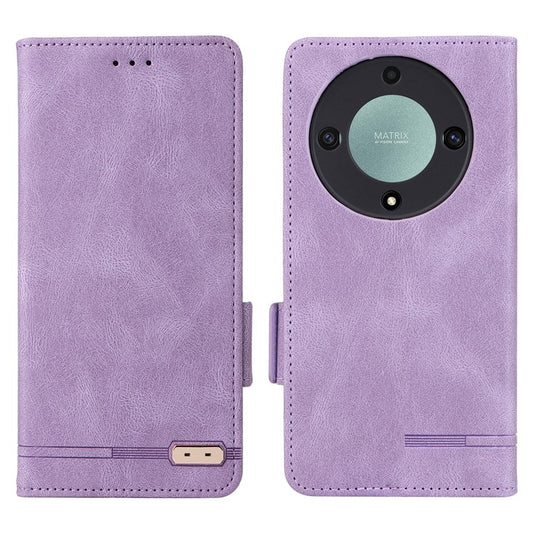 For Honor Magic5 Lite 5G / X9a 5G / X40 5G Phone Case PU Leather Hardware Decor Stand Wallet Phone Cover - Purple