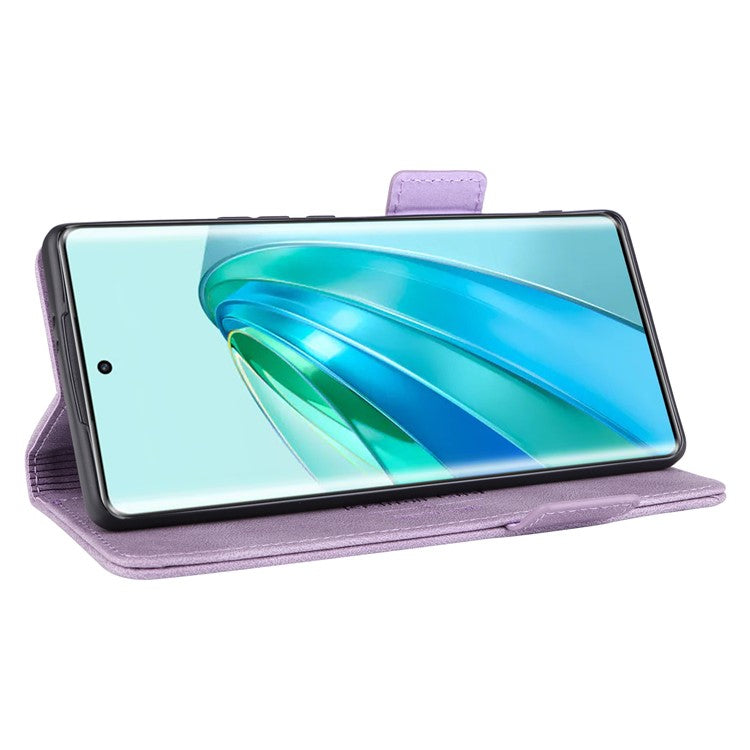 For Honor Magic5 Lite 5G / X9a 5G / X40 5G Phone Case PU Leather Hardware Decor Stand Wallet Phone Cover - Purple