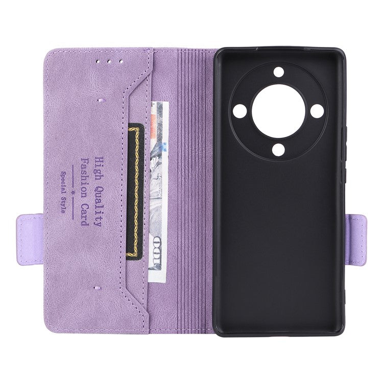 For Honor Magic5 Lite 5G / X9a 5G / X40 5G Phone Case PU Leather Hardware Decor Stand Wallet Phone Cover - Purple
