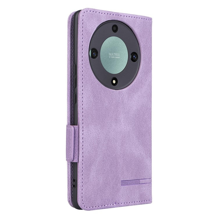 For Honor Magic5 Lite 5G / X9a 5G / X40 5G Phone Case PU Leather Hardware Decor Stand Wallet Phone Cover - Purple