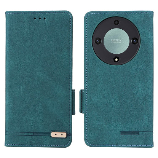 For Honor Magic5 Lite 5G / X9a 5G / X40 5G Phone Case PU Leather Hardware Decor Stand Wallet Phone Cover - Green