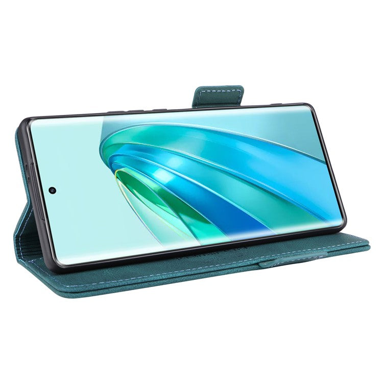 For Honor Magic5 Lite 5G / X9a 5G / X40 5G Phone Case PU Leather Hardware Decor Stand Wallet Phone Cover - Green