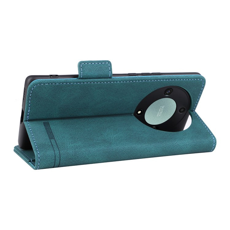 For Honor Magic5 Lite 5G / X9a 5G / X40 5G Phone Case PU Leather Hardware Decor Stand Wallet Phone Cover - Green