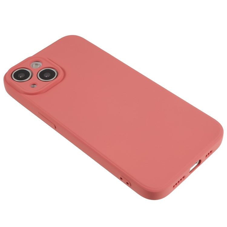 For iPhone 14 Fiber Lining Soft TPU Phone Case Rubberized Texture Protective Cover - Hawthorn Red