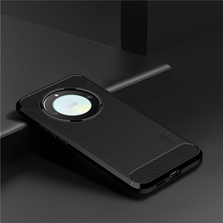 MOFI JK TPU Series-1 For Honor X9a 5G / X40 5G / Magic5 Lite 5G Phone Case Carbon Fiber Brushed Soft TPU Cover - Black