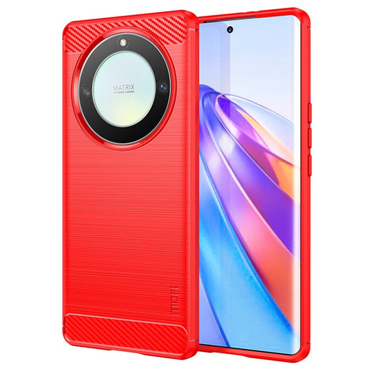 MOFI JK TPU Series-1 For Honor X9a 5G / X40 5G / Magic5 Lite 5G Phone Case Carbon Fiber Brushed Soft TPU Cover - Red