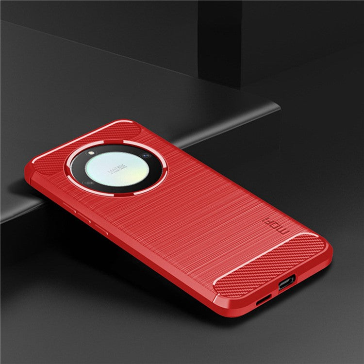 MOFI JK TPU Series-1 For Honor X9a 5G / X40 5G / Magic5 Lite 5G Phone Case Carbon Fiber Brushed Soft TPU Cover - Red