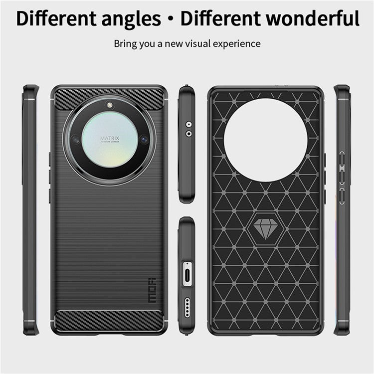 MOFI JK TPU Series-1 For Honor X9a 5G / X40 5G / Magic5 Lite 5G Phone Case Carbon Fiber Brushed Soft TPU Cover - Blue