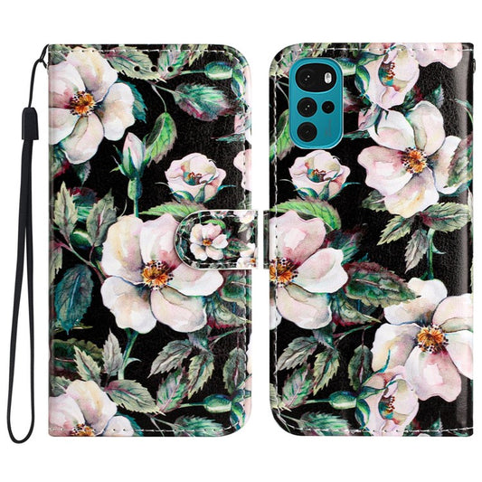 PU Leather Flip Cover for Motorola Moto G22 Shockproof Case Pattern Printing Wallet Phone Cover - Magnolia
