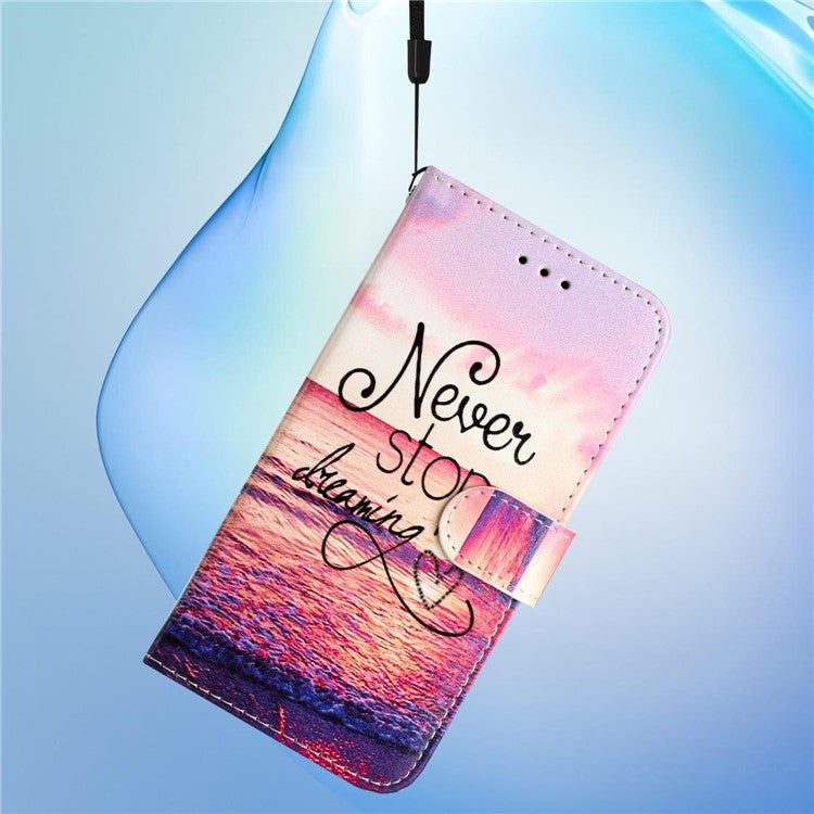 PU Leather Flip Cover for Motorola Moto G22 Shockproof Case Pattern Printing Wallet Phone Cover - Never Stop Dreaming