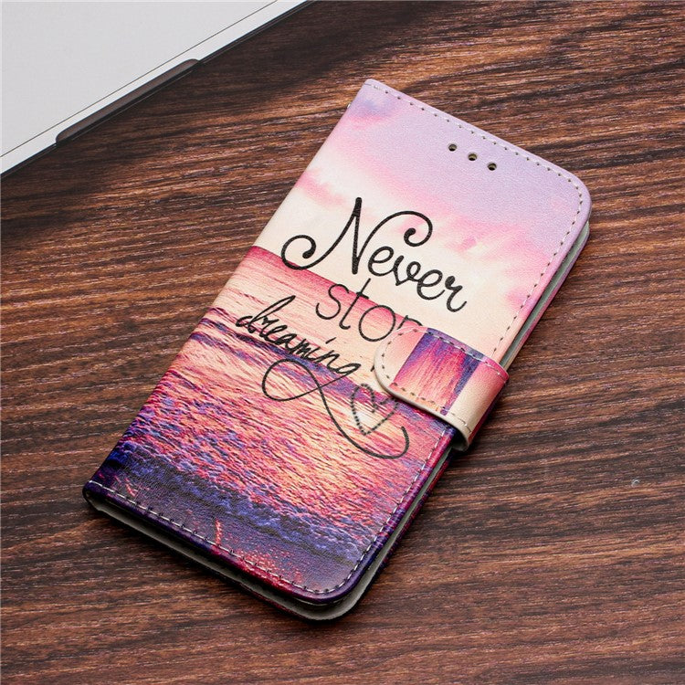 PU Leather Flip Cover for Motorola Moto G22 Shockproof Case Pattern Printing Wallet Phone Cover - Never Stop Dreaming
