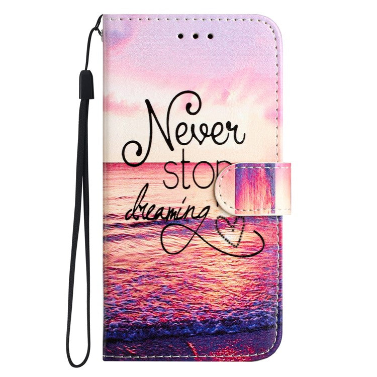 PU Leather Flip Cover for Motorola Moto G22 Shockproof Case Pattern Printing Wallet Phone Cover - Never Stop Dreaming