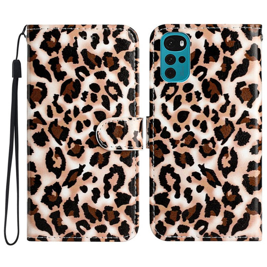 PU Leather Flip Cover for Motorola Moto G22 Shockproof Case Pattern Printing Wallet Phone Cover - Leopard Print