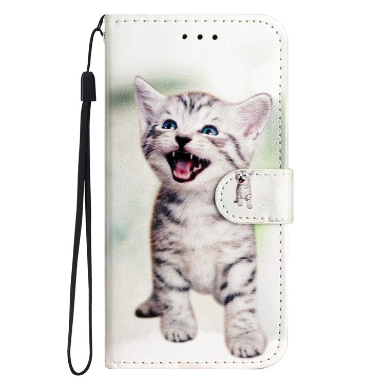 PU Leather Flip Cover for Motorola Moto G22 Shockproof Case Pattern Printing Wallet Phone Cover - Cat