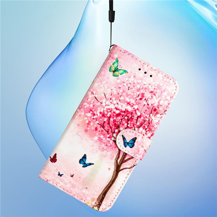 Wallet Phone Case for Motorola Moto E32 4G PU Leather Folio Flip Cover Pattern Printing Phone Case - Sakura