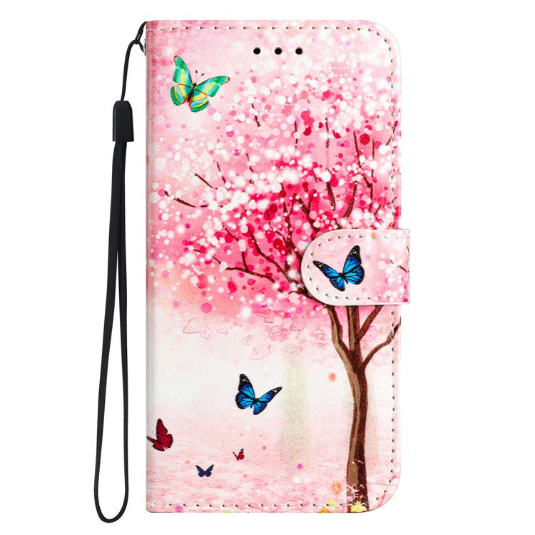 Wallet Phone Case for Motorola Moto E32 4G PU Leather Folio Flip Cover Pattern Printing Phone Case - Sakura